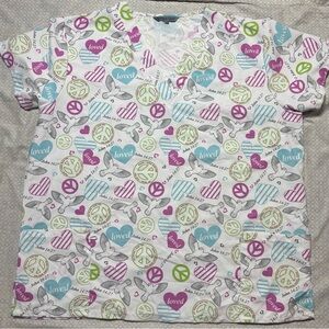 Bannock Court Colorful Printed Women's 2X Scrub Top